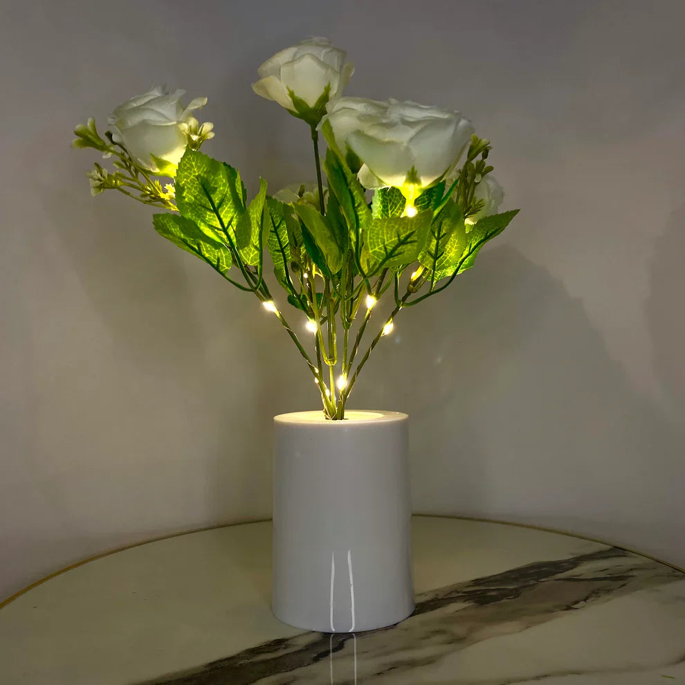 Dazzling Decore Aesthetic White Rose LED Table Lamp