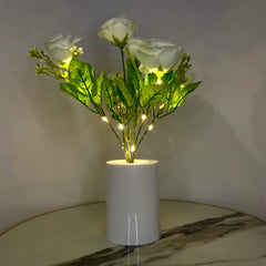 Dazzling Decore Aesthetic White Rose LED Table Lamp