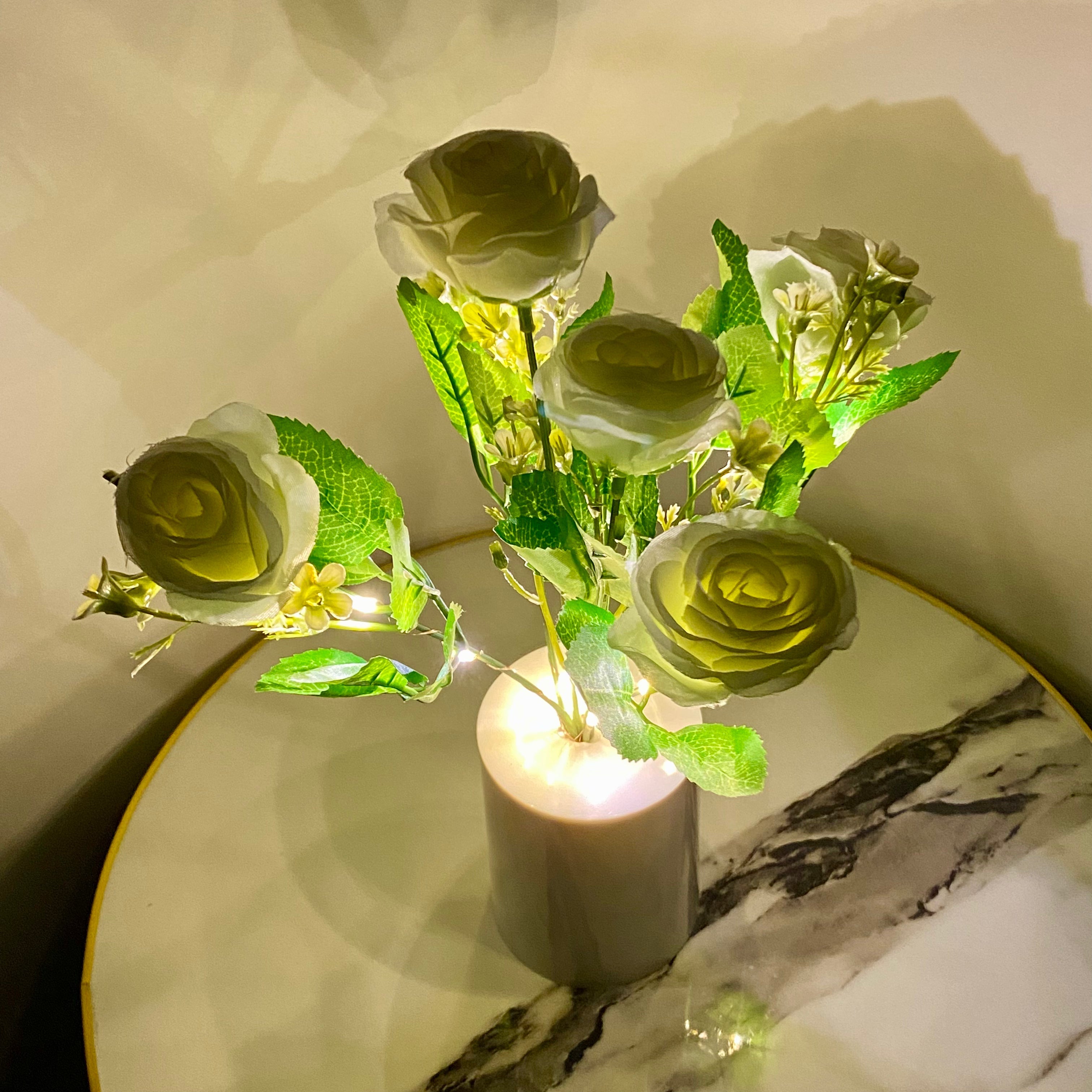Dazzling Decore Aesthetic White Rose LED Table Lamp