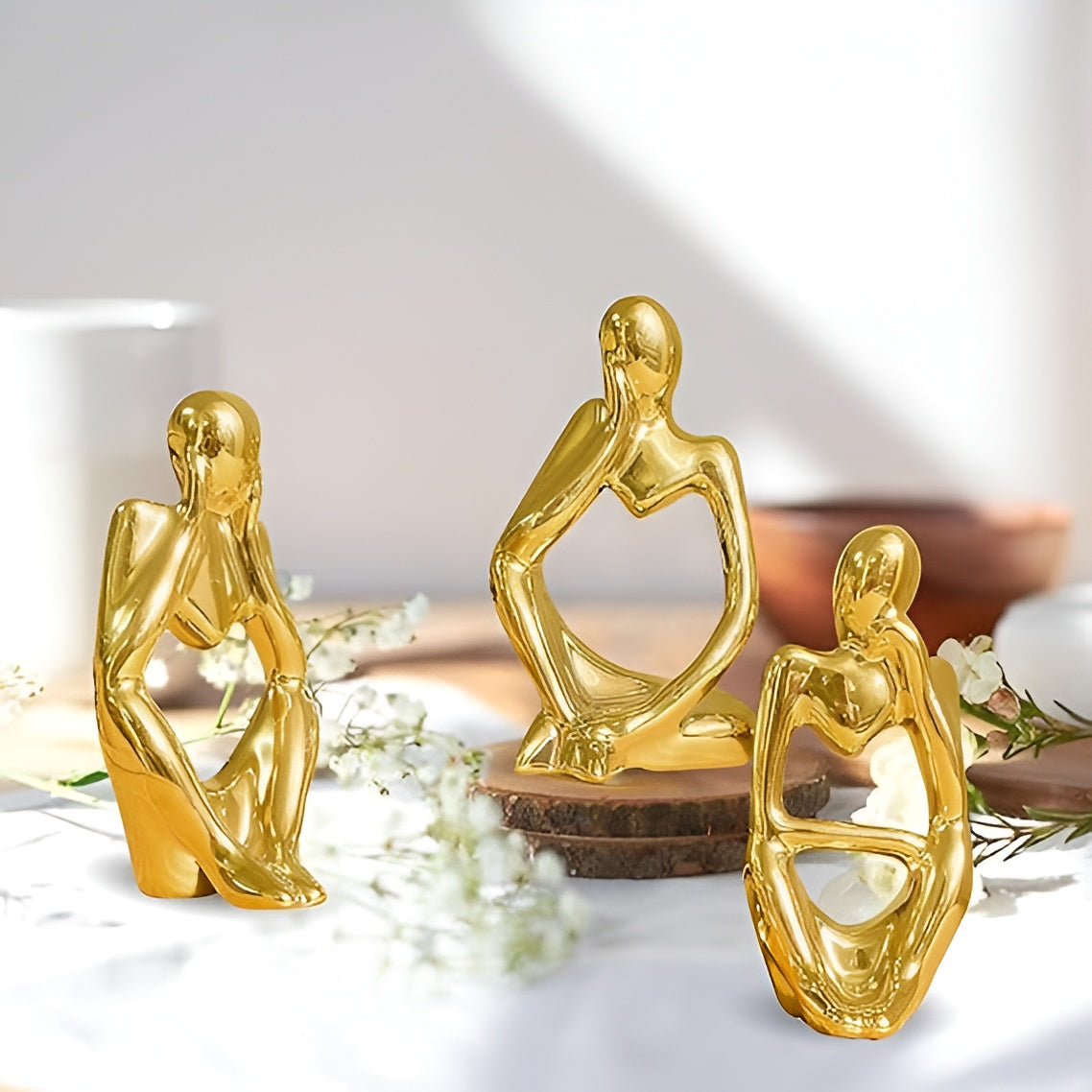 Dazzling Decore Luxurious Golden Abstract Thinker Statue
